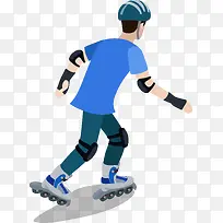穿蓝色衣服滑冰的男孩