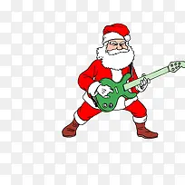 弹吉他圣诞老人矢量