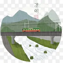 清明节装饰主题手绘插画