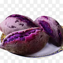 农村自家紫色番薯