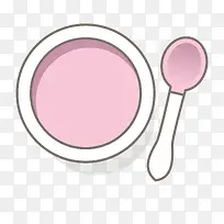 粉色碗和勺子装饰素材图案