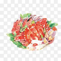 海鲜大餐手绘画素材图片