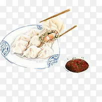 手工水饺手绘画素材图片