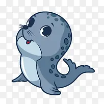 蓝色卡通可爱的海豹