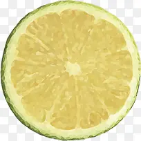手绘黄绿色柠檬切片