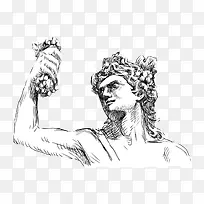 素描拿着葡萄的古希腊神
