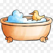 可爱水彩婴儿浴缸