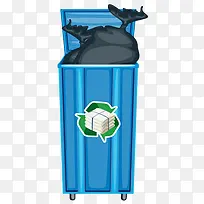 卡通蓝色垃圾桶垃圾场
