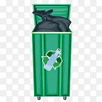 卡通绿色垃圾桶垃圾场