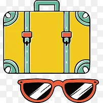 遮阳镜黄色旅行包旅游常备物品小
