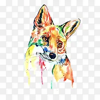 小狐狸水彩画素材图片