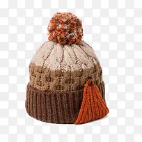 羊毛拼色针织加绒厚帽子