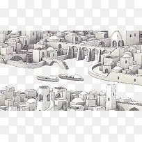 城市建筑简笔画图