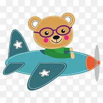 卡通开飞机的小熊免抠图