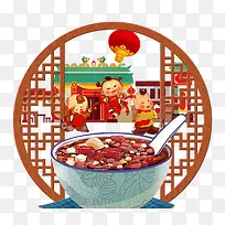 传统习俗腊八粥卡通图片
