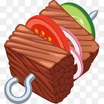 肉串吃饭图标设计