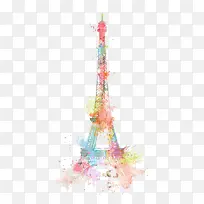 炫彩手绘巴黎铁塔