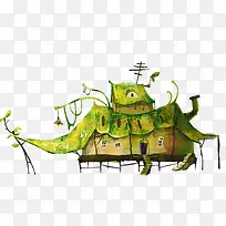 绿野仙踪魔幻手绘卡通小屋