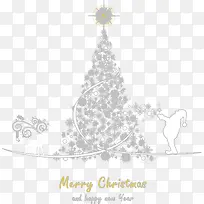 手绘银色圣诞树元素图案