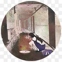 卡通阴森楼道