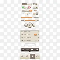 褐色风格手机界面UI元素图标