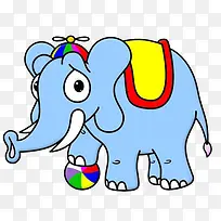 彩色玩球的卡通大象