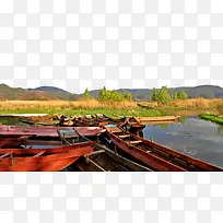 云南泸沽湖渔船