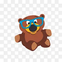 卡通戴眼镜的小熊动物设计