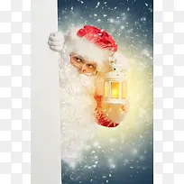 提着灯的圣诞老人下雪西方元素