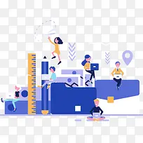卡通版紫色办公插图