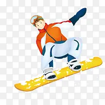 玩滑雪的男生矢量图