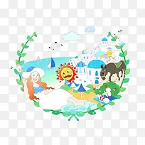 旅游卡通插画