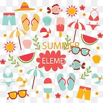 矢量手绘夏日图案