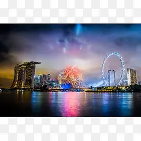 夜幕游乐场海报背景