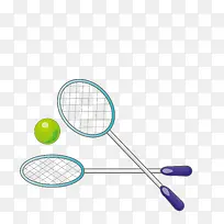 网球拍和网球手绘图
