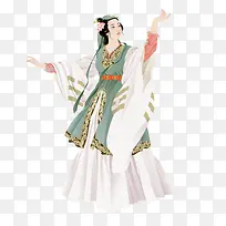 手绘七夕织女矢量素材