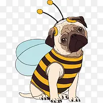卡通创意蜜蜂装狗狗