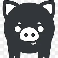 微笑的猪头像剪影