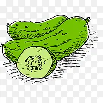 卡通手绘小青瓜黄瓜蔬菜