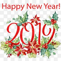 手绘风2019新年快乐