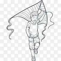 儿童节放风筝的男孩