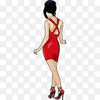 穿红色裙子的女人背景图