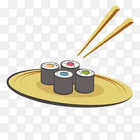 日本饮食插图可爱寿司卷