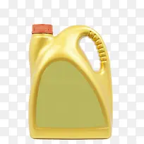 金黄色带提手和贴纸的机油塑料瓶