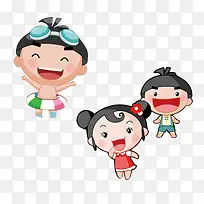 卡通人物游泳喝彩的人