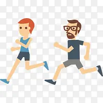 矢量男女慢跑有氧运动