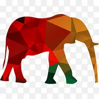 矢量多边形组成的大象图案
