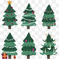 6款可爱绿色圣诞树