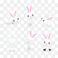 6款白色兔子设计矢量素材