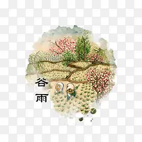 二十四节气之谷雨装饰插画